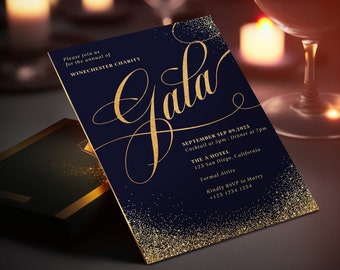 Editable Gala Party Invitation | Gala Fundraiser Banquet Invitation | Business Corporate Awards Night Invite | Printable | Corjl GDGS