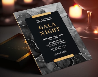 Editable Gala Party Invitation | Gala Fundraiser Banquet Invitation | Business Corporate Awards Night Invite | Printable | Corjl GDGN