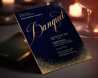 Editable Banquet Party Invitation | Gala Fundraiser Banquet Invitation | Business Corporate Awards Night Invite | Printable | Corjl GDBN