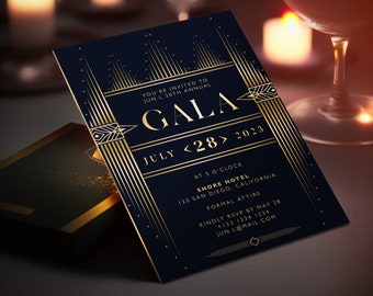 Editable Gala Party Invitation | Gala Fundraiser Banquet Invitation | Business Corporate Awards Night Invite | Printable | Corjl GDGD03