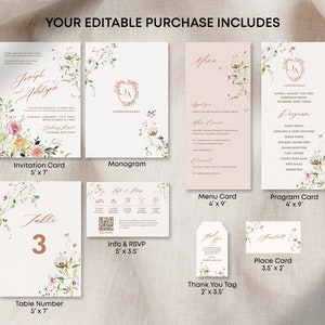 Wildflower Wedding Invitation Bundle Editable Invitation Template Floral Wedding Invite Instant Download Printable Corjl WDWF image 7