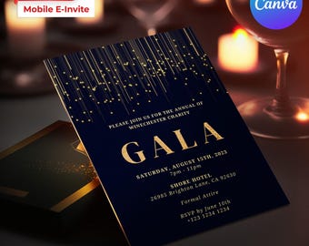 Editable Luxury Gala Party Invitation | Gala Fundraiser Banquet Invitation | Business Corporate Award Night | Canva Instant Download 04