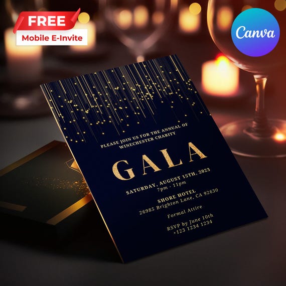 Editable Luxury Gala Party Invitation | Gala Fundraiser Banquet Invitation | Business Corporate Award Night | Canva Instant Download 04