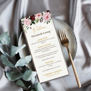 Editable Chinese Wedding Invitations | Oriental Floral Wedding Invite | Asian Wedding Card | Wedding Menu | Printable | Canva CW07
