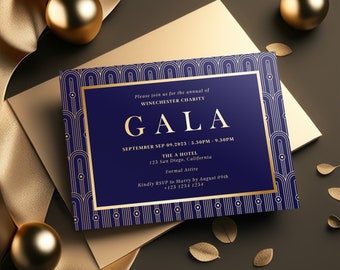 Editable Gala Party Invitation | Gala Fundraiser Banquet Invitation | Business Corporate Awards Night Invite | Printable | Corjl GDGP