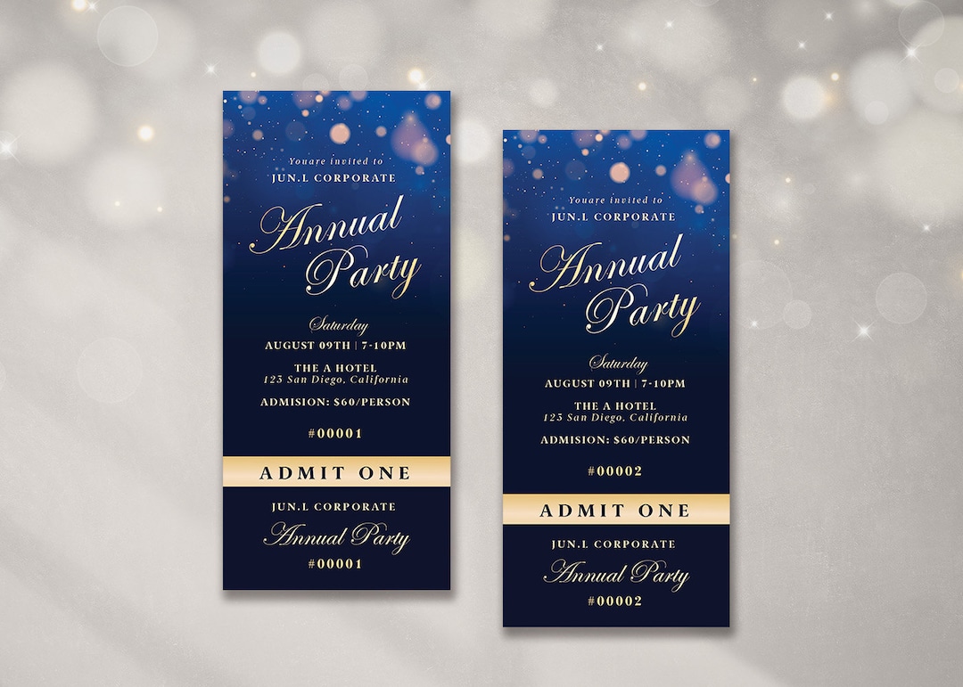 Editable Annual Dinner Party Ticket Template Gala Fundraiser Ticket
