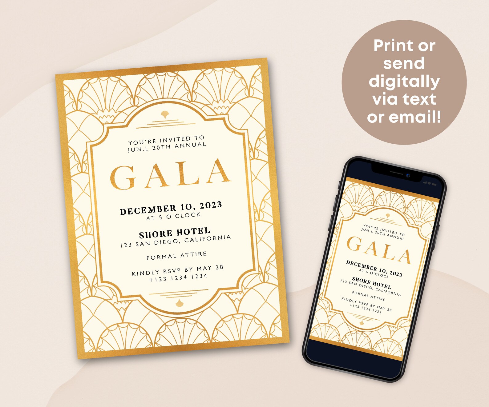 Editable Gala Party Invitation Gala Fundraiser Banquet Invitation ...