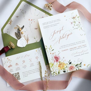 Wildflower Wedding Invitation Bundle Editable Invitation Template Floral Wedding Invite Instant Download Printable Corjl WDWF image 3