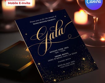 Editable Luxury Gala Party Invitation | Gala Fundraiser Banquet Invitation | Business Corporate Award Night | Canva Instant Download 02