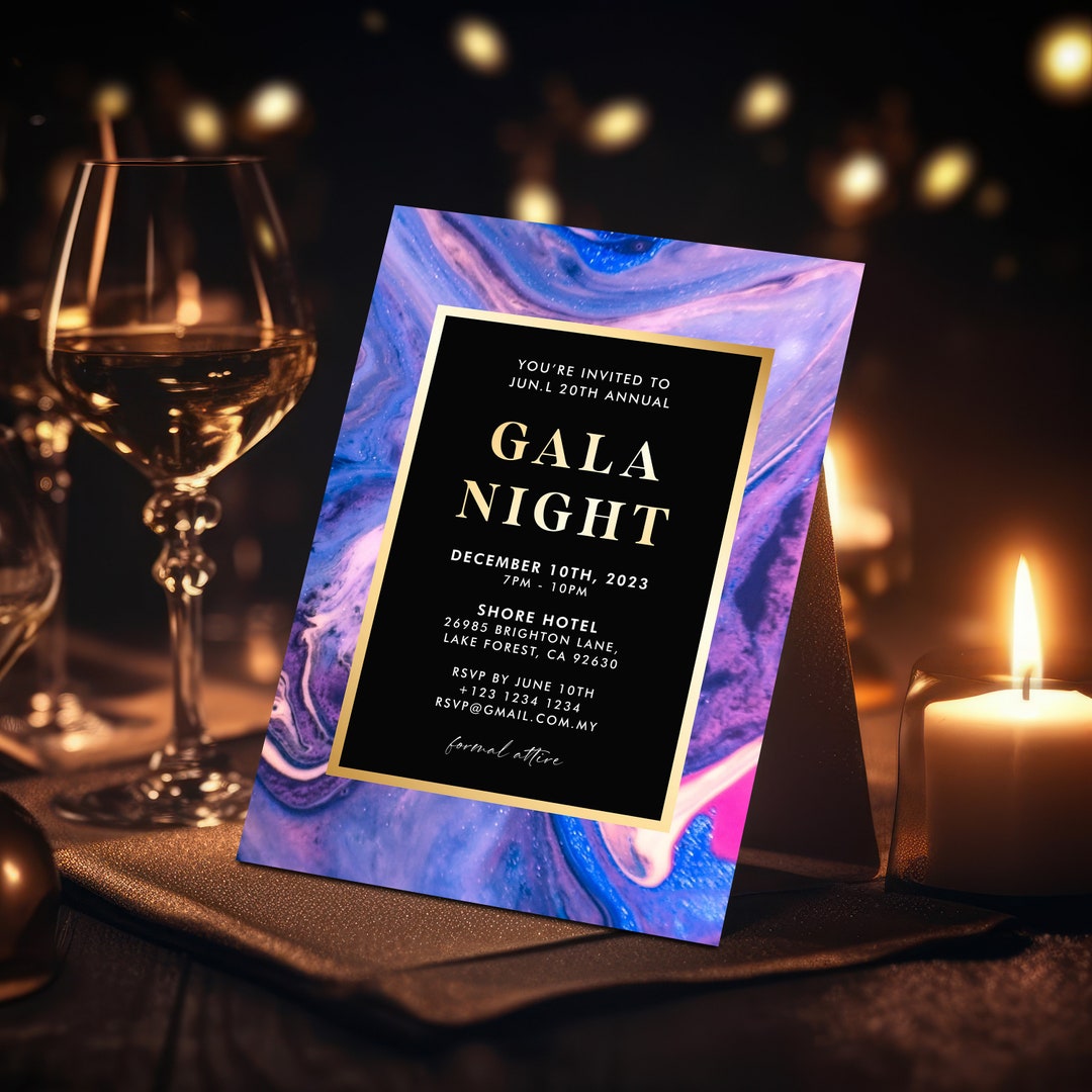 Editable Gala Party Invitation | Gala Fundraiser Banquet Invitation ...