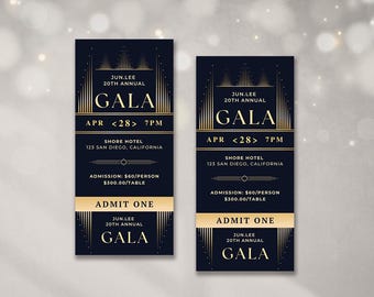 Gala Night Ticket | Corporate Fundraiser Awards Night | Editable Canva Template | Instant Download