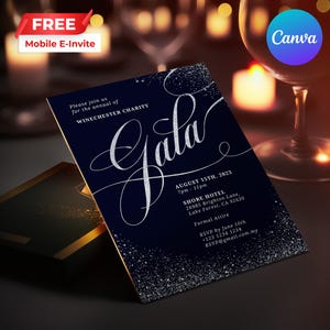 Editable Gala Party Invitation | Gala Fundraiser Banquet Invitation | Business Corporate Awards Night Invite | Printable | Canva GDGS07