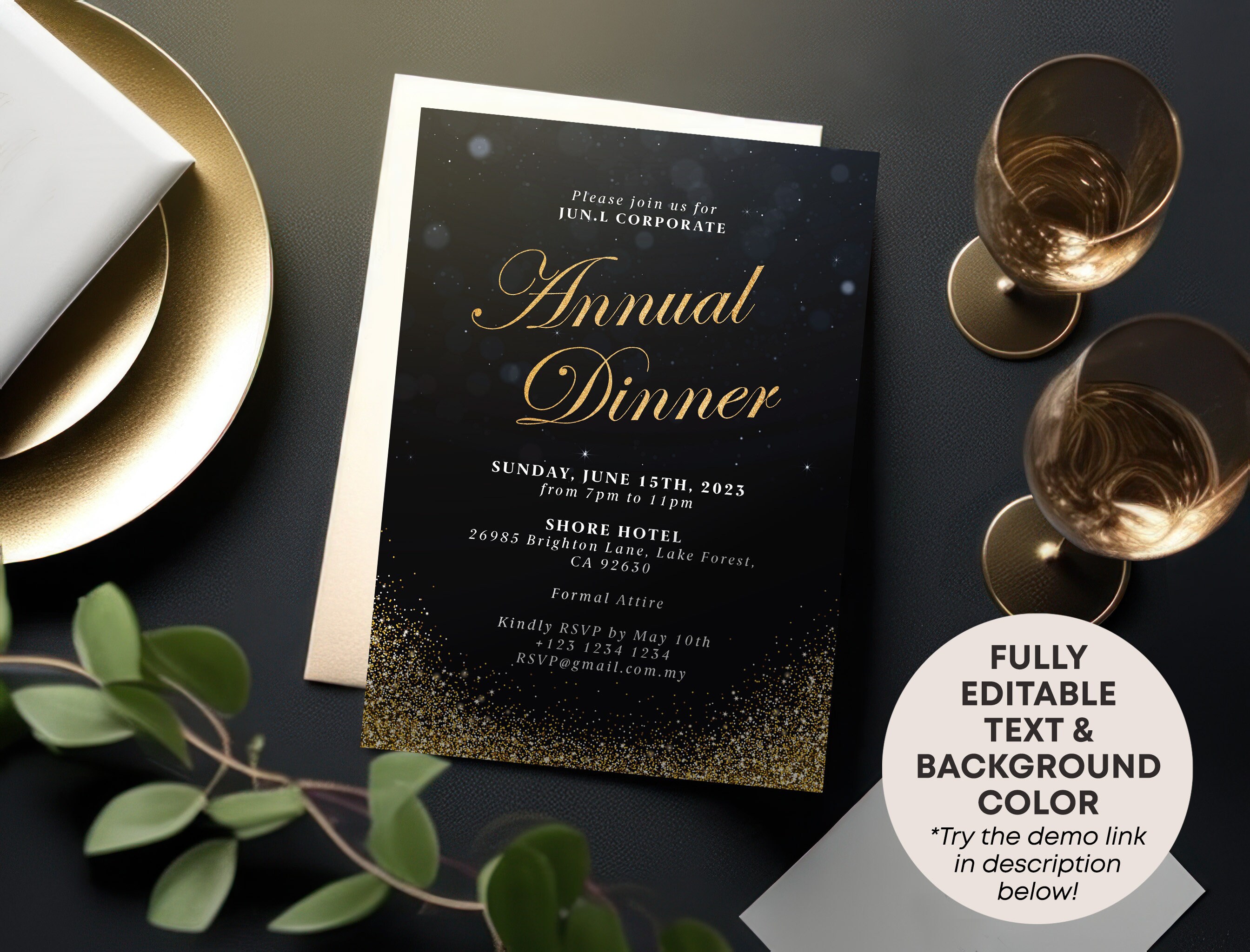 Editable Annual Company Party Invitation Corporate Invitation Template Business Awards Night ...