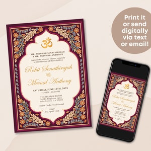 Editable Indian Wedding Invitations Bundle Hindu Wedding Invite Traditional and Mehndi Card Printable Instant Download Corjl IWMB image 5