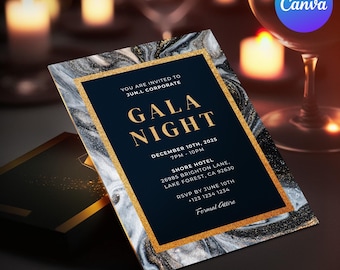 Gala Night Invitation | Corporate Fundraiser Awards Night | Editable Canva Template | Instant Download