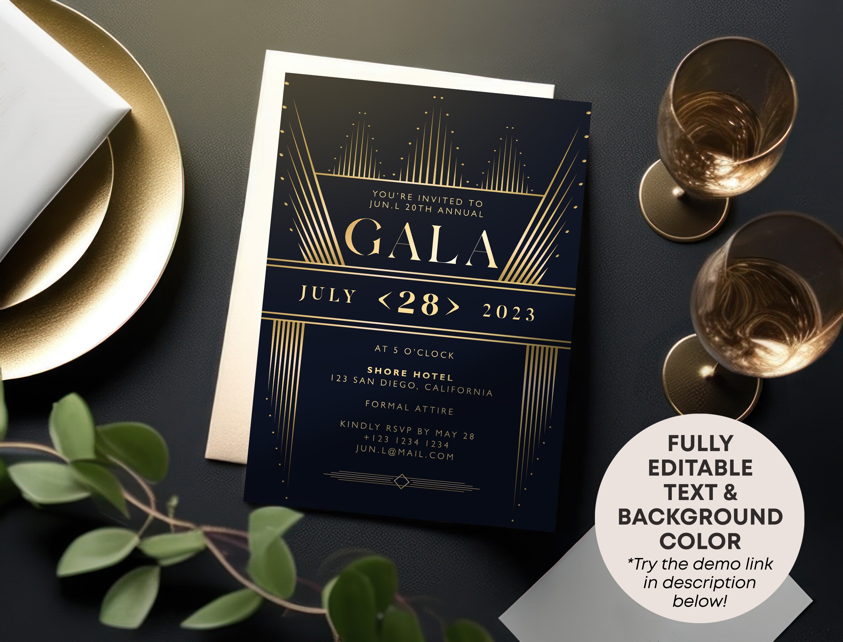 Editable Gala Party Invitation Gala Fundraiser Banquet Invitation ...