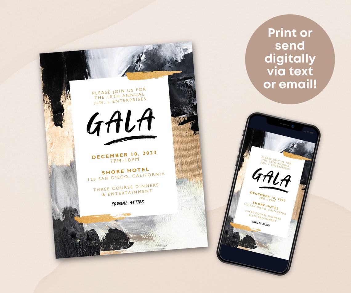 Editable Gala Party Invitation Gala Fundraiser Banquet - Etsy