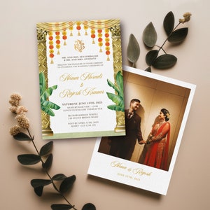 Editable Indian Wedding Invitations | Hindu Wedding Invite | Mandap Flowers Wedding Card | Printable | Instant Download | Corjl IWIA