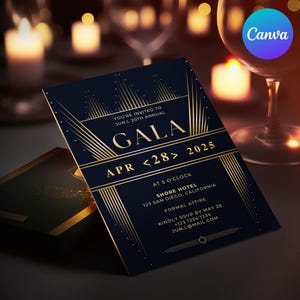 Editable Gala Party Invitation | Gala Fundraiser Banquet Invitation | Business Corporate Awards Night Invite | Printable | Canva GDGA01