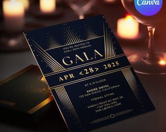Gala Night Invitation | Corporate Fundraiser Awards Night | Editable Canva Template | Instant Download
