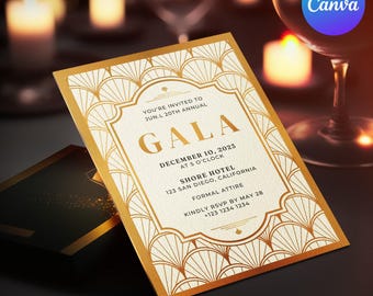 Editable Gala Party Invitation | Gala Fundraiser Banquet Invitation | Business Corporate Awards Night Invite | Printable | Canva GDGA02