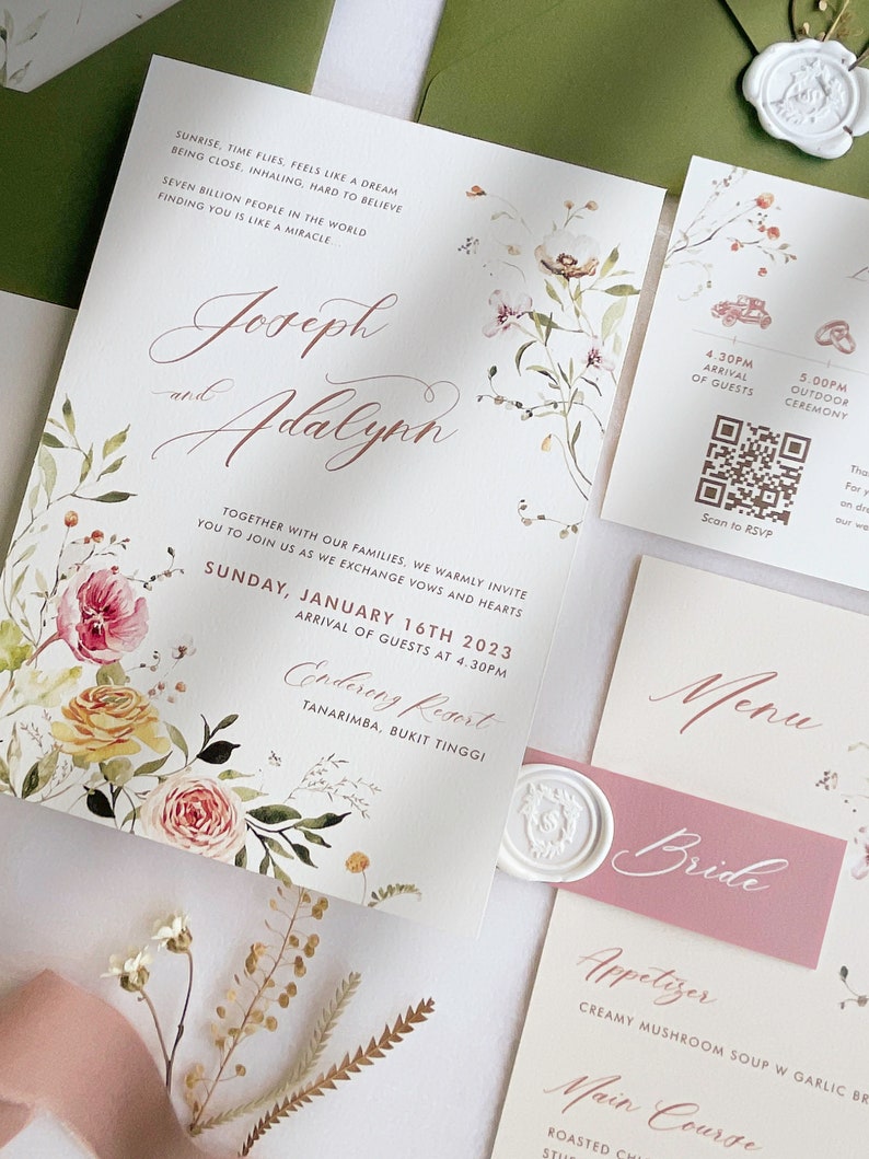 Wildflower Wedding Invitation Bundle Editable Invitation Template Floral Wedding Invite Instant Download Printable Corjl WDWF image 5