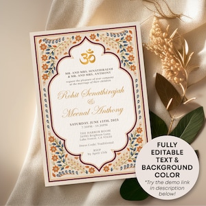 Editable Indian Wedding Invitations Bundle Hindu Wedding Invite Traditional and Mehndi Card Printable Instant Download Corjl IWMB image 3