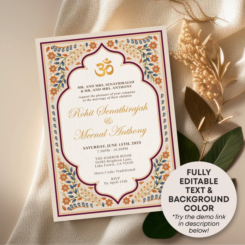 Editable Indian Wedding Invitations Bundle Hindu Wedding Invite Traditional and Mehndi Card Printable Instant Download Corjl IWMB image 3