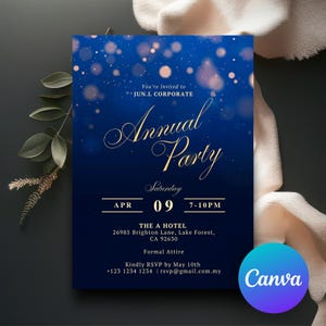 Editable Annual Company Party Invitation | Corporate Invitation Template | Business Awards Night Invite | Printable |  Canva CDAP01