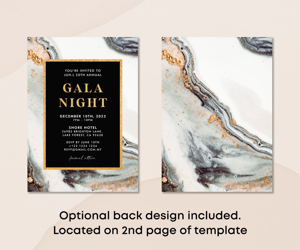 Editable Gala Party Invitation Gala Fundraiser Banquet Invitation ...