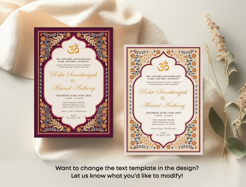 Editable Indian Wedding Invitations Bundle Hindu Wedding Invite Traditional and Mehndi Card Printable Instant Download Corjl IWMB image 2