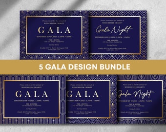 Editable Gala Party Invitation Pack | Gala Fundraiser Banquet Bundle | Business Corporate Awards Night Invite | Printable | Corjl GDGP