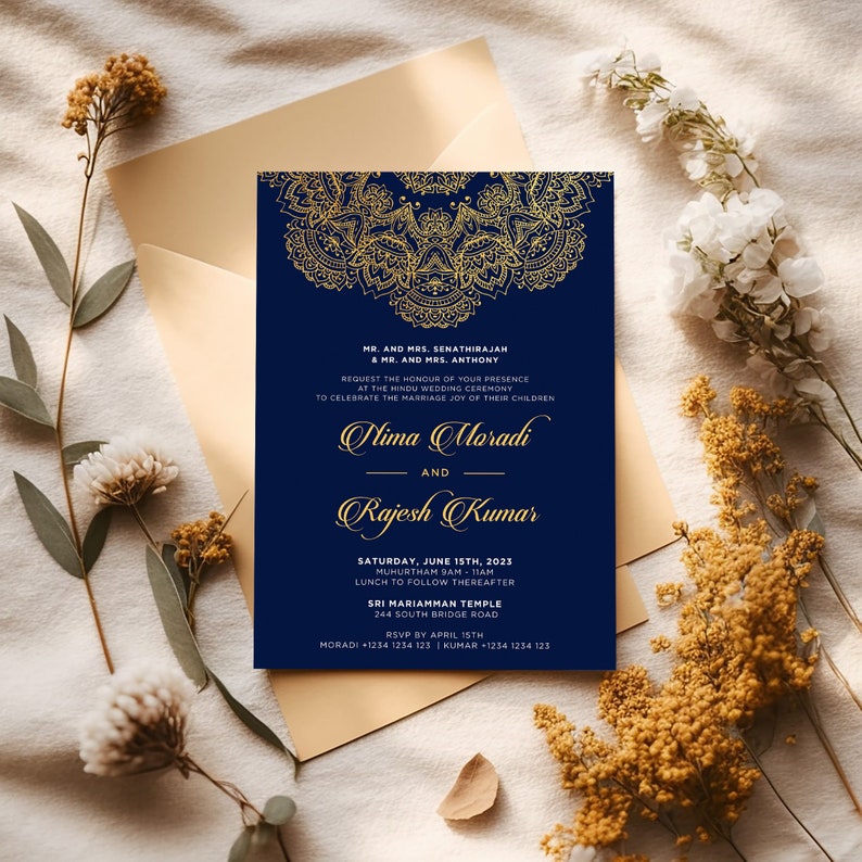 Invitations de mariage indiennes modifiables Invitation de mariage