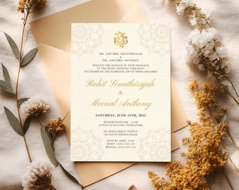 Mandala Indian Wedding Invitation | Hindu Wedding | Editable Canva Template | Instant Download