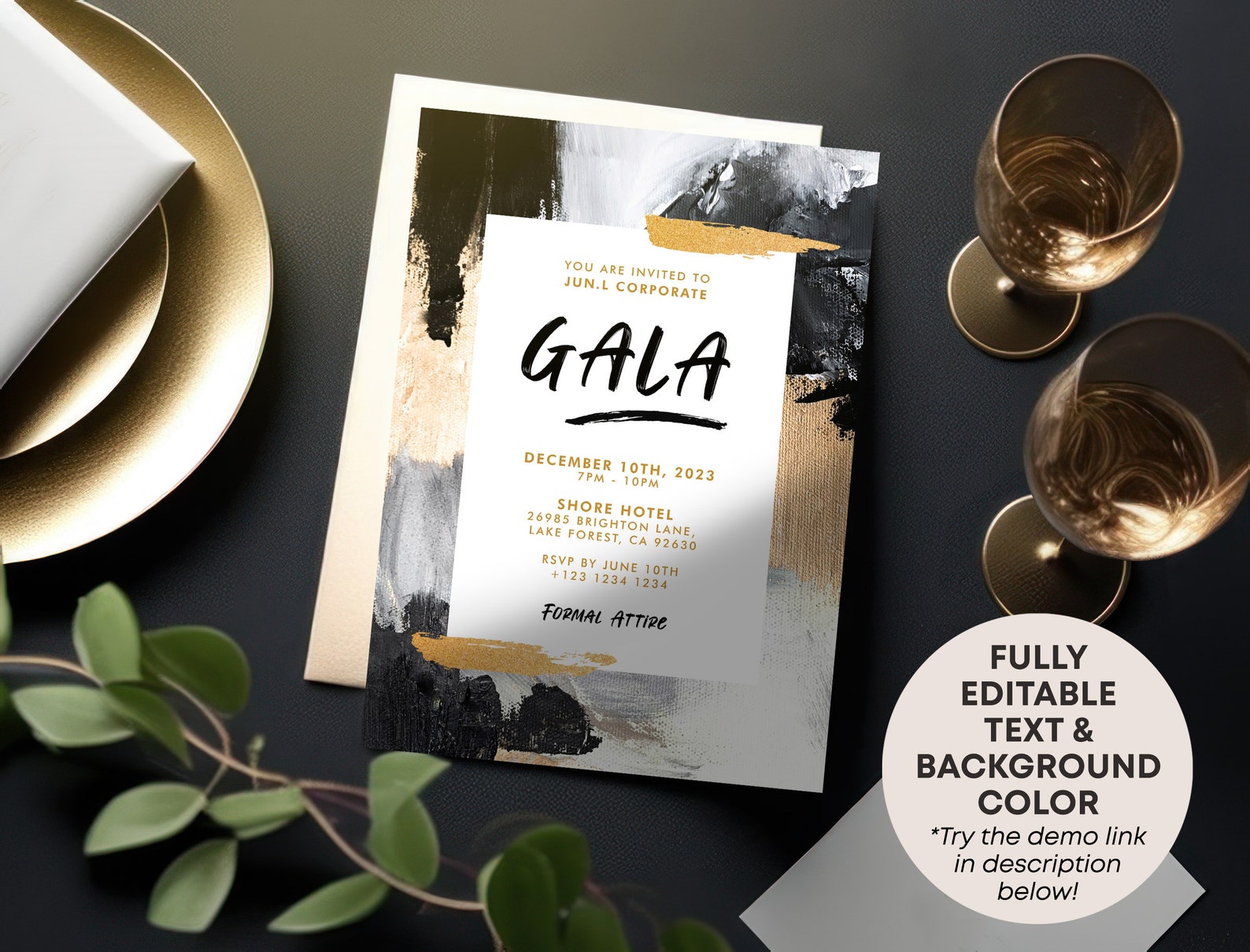 Editable Gala Party Invitation Gala Fundraiser Banquet Invitation ...