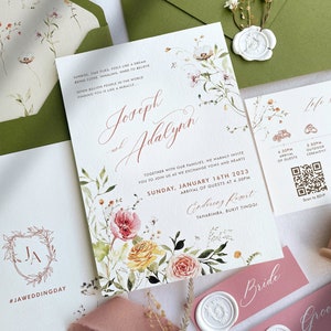 Wildflower Wedding Invitation Bundle Editable Invitation Template Floral Wedding Invite Instant Download Printable Corjl WDWF image 1