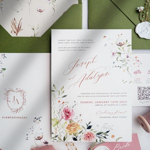 Wildflower Wedding Invitation Bundle Editable Invitation Template Floral Wedding Invite Instant Download Printable Corjl WDWF image 2