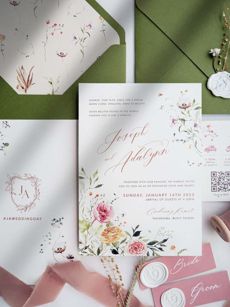 Wildflower Wedding Invitation Bundle Editable Invitation Template Floral Wedding Invite Instant Download Printable Corjl WDWF image 2