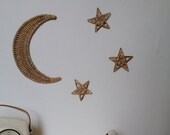 Crescent Moon wall basket Boho Basket Wall Boho nursery decor Kids wall decor Wicker moon decor, moon wall hanging 26 12