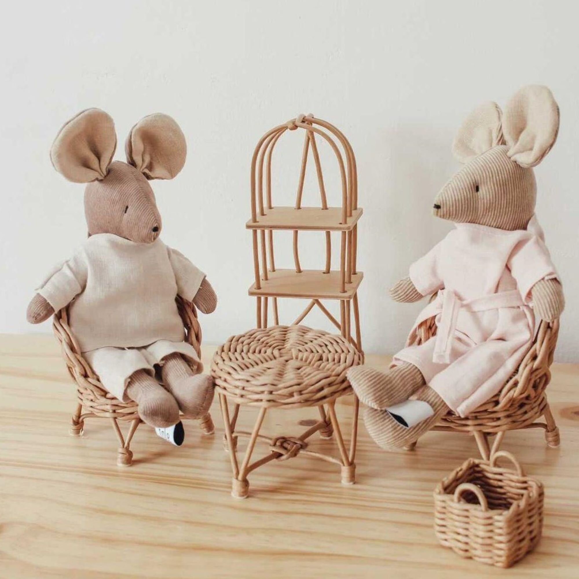 Wicker furniture for miniature dolls stuffed toy mouse Etsy