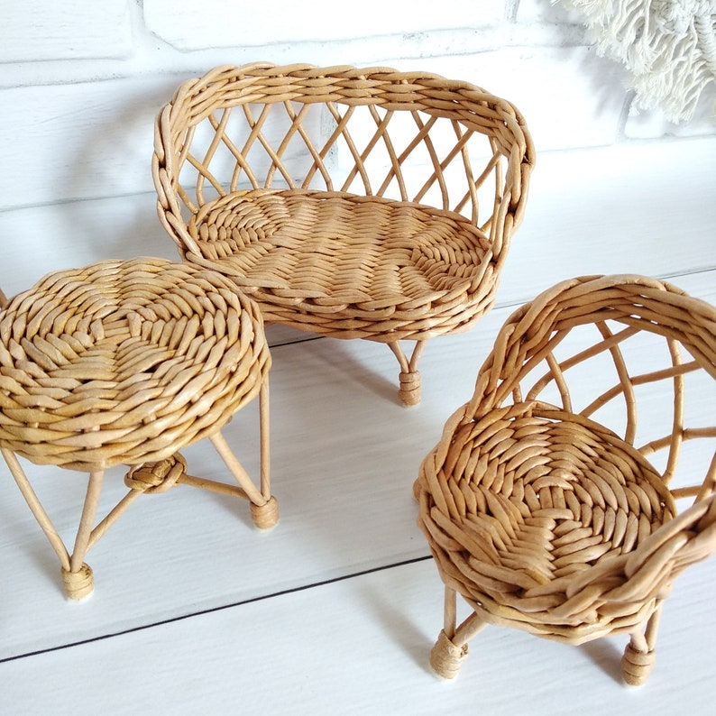 Wicker Doll Furniture for Maileg Miniature Doll House Etsy