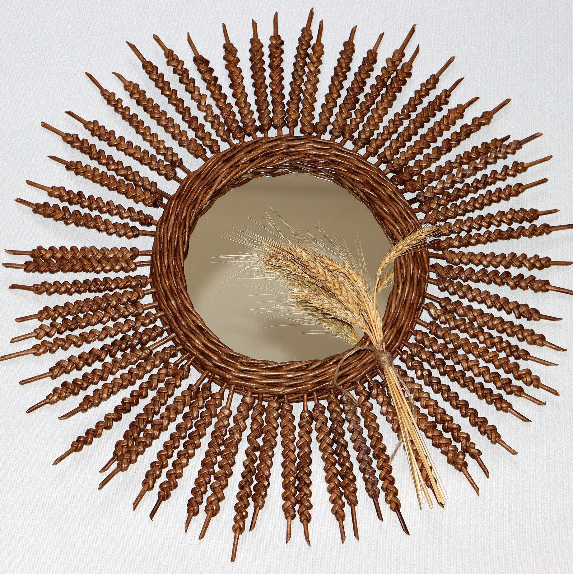 Wicker home decor round wicker mirror wicker boho room decor Etsy
