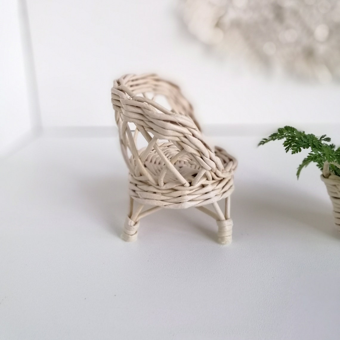 Wicker Doll Furniture for Maileg Wite Wicker Chair for Doll | Etsy
