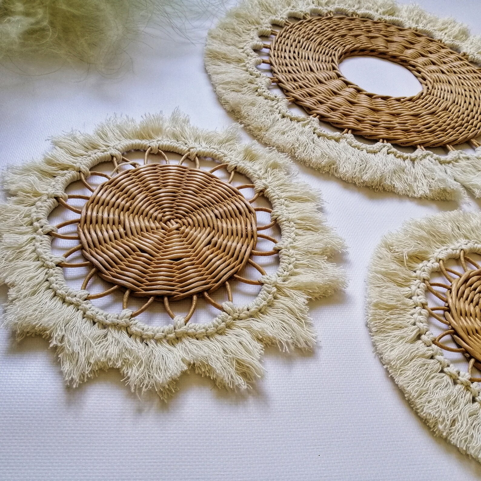 Wall decor boho Wicker round decor for nursery or kids room Etsy