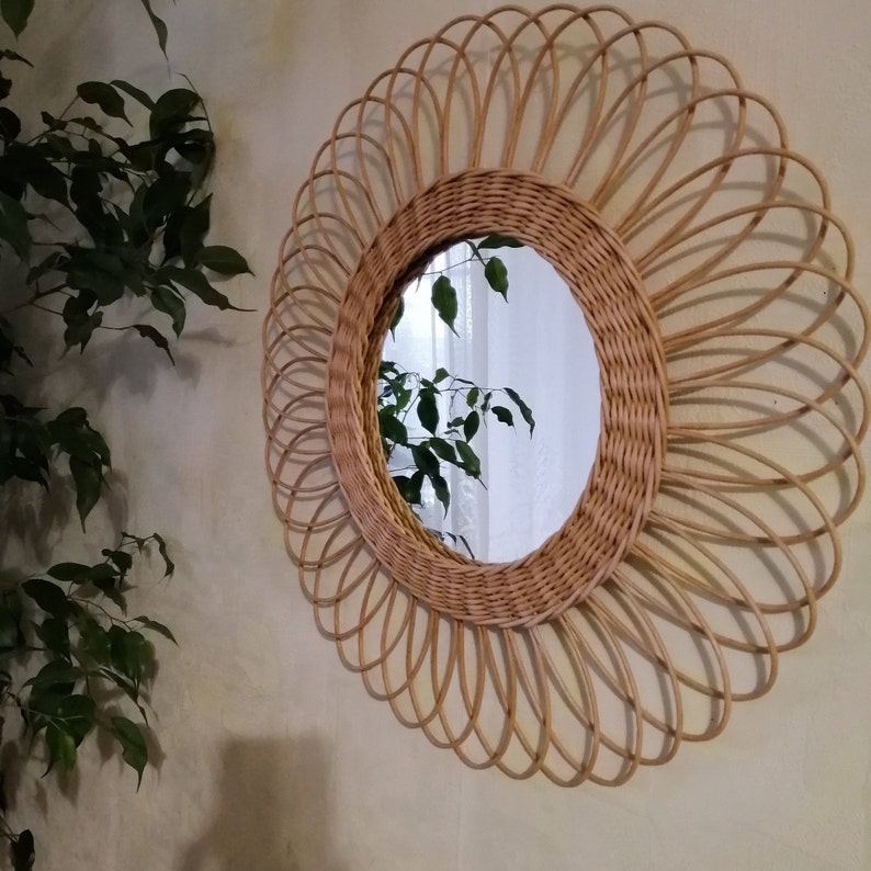 Boho Nursery Decor Wicker Wall Mirror Nursery Decor Nursery Etsy