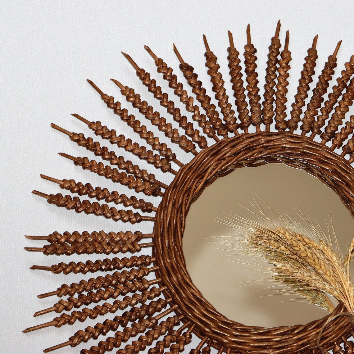 Wicker home decor round wicker mirror wicker boho room decor Etsy