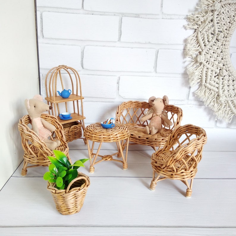 Wicker Doll Furniture for Maileg Miniature Doll House Etsy