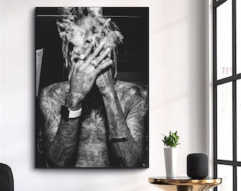 Póster de lienzo de cantante de música Wiz Khalifa, decoración de arte de pared, decoración del hogar sin marco