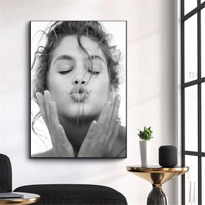 Cindy Crawford Vintage Canvas Poster Wall Art Decor Home Decor Frameless