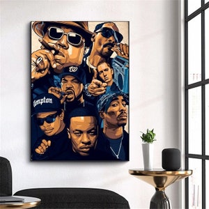 Affiche sur toile hip hop, rappeur américain, chanteur, décoration d'art murale, décoration d'intérieur sans cadre